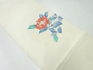 アンティーク　椿模様織出し袋帯（材料）